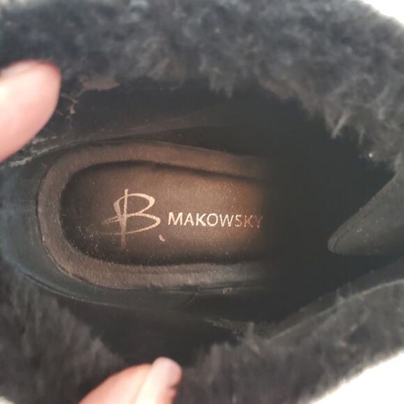 B. Makowsky  Wedge Booties Size 9 Nellie Black Suede Faux Fur Wedge Booties - Picture 9 of 11